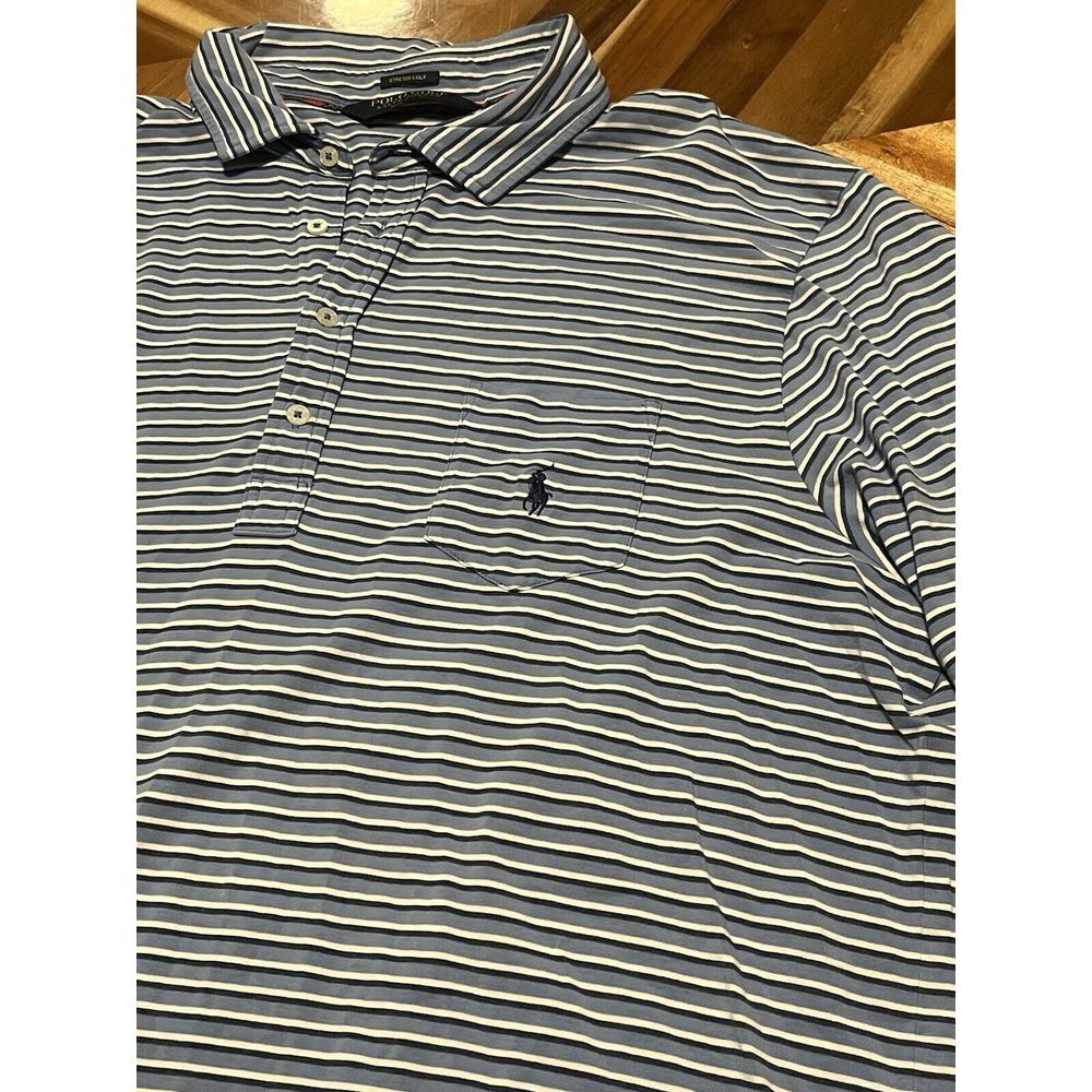 Polo Golf Ralph Lauren Stretch Lisle Polo Shirt Mens XL‎ Striped Arm Logo